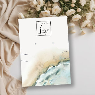 Coastal Sea Waves Sand Beach Earring Necklace Business Card