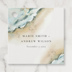 Coastal Sea Waves Sand Beach Nautical Wedding Favour Tags