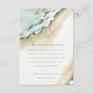Coastal Sea Waves Sand Beach Wedding Details Enclosure Card