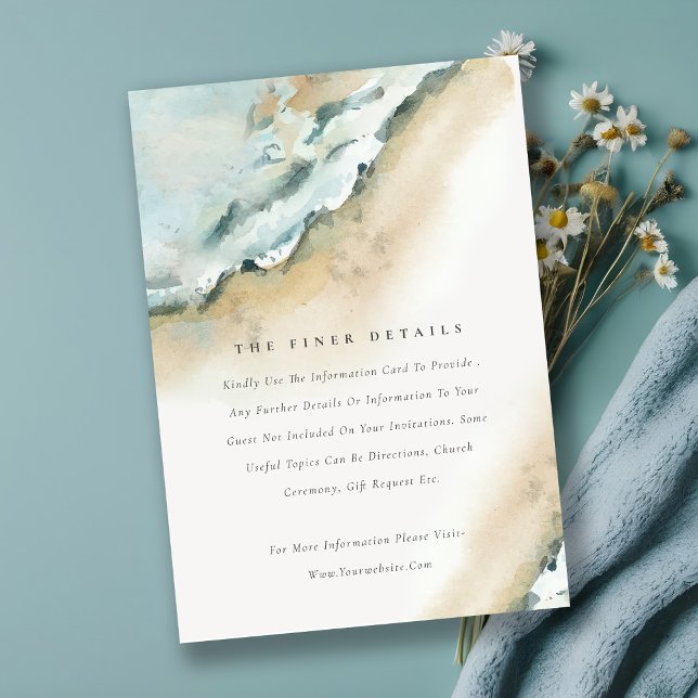 Coastal Sea Waves Sand Beach Wedding Details Enclosure Card (Creator Uploaded)