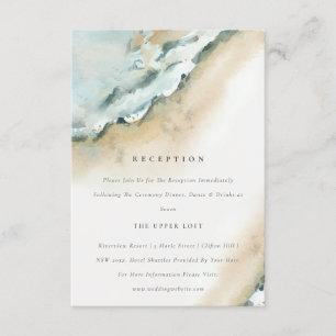 Coastal Sea Waves Sand Beach Wedding Reception Enclosure Card