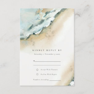 Coastal Sea Waves Sand Beach Wedding RSVP Enclosure Card