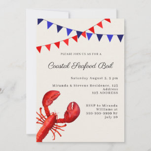 Coastal Seafood Boil party sand Invitation
