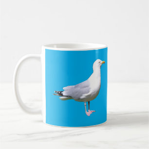 Coastal Seagull Vibrant Blue Minimal Design Ocean  Coffee Mug