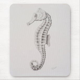 Coastal Seahorse Drawing Mouse Mat