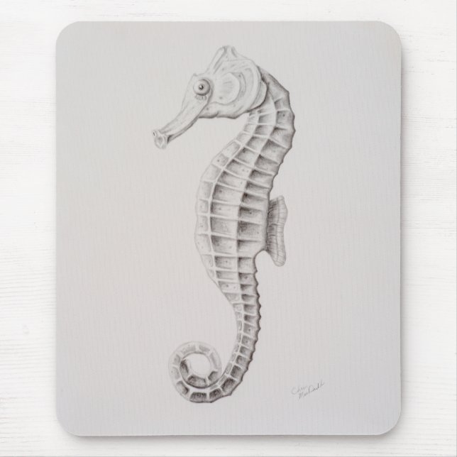 Coastal Seahorse Drawing Mouse Mat (Front)