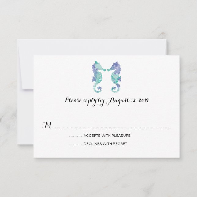 Coastal Seahorse Watercolor | Wedding RSVP (Front)