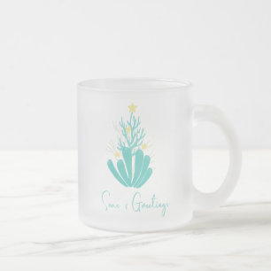 Coastal Seas and Greetings Coral Frosted Glass Coffee Mug