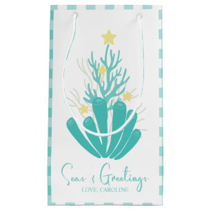 Coastal Seas and Greetings Coral Small Gift Bag