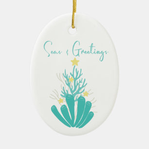 Coastal Seas and Greetings Coral Tree Ceramic Tree Decoration