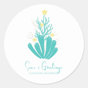 Coastal Seas and Greetings Coral Tree Classic Round Sticker