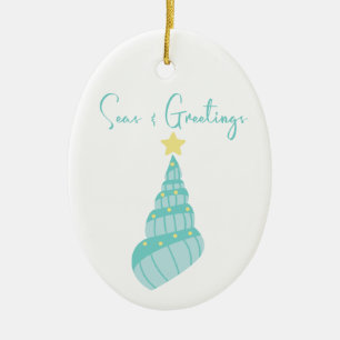 Coastal Seas and Greetings Shell Tree Ceramic Tree Decoration