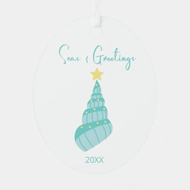 Coastal Seas and Greetings Shell Tree  Metal Tree Decoration (Front)