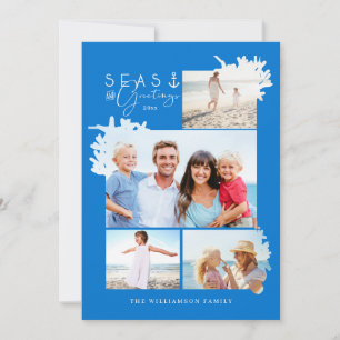 Coastal Seas & Greetings Blue Ocean Photo Frame Holiday Card