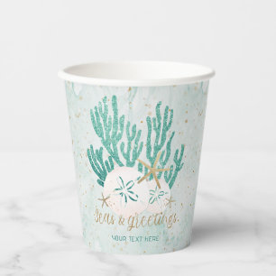 Coastal SEAS & Greetings Glitter Coral Personalise Paper Cups
