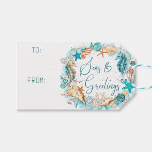 Coastal SEAS & GREETINGS Seahorse TO FROM Gift Tags