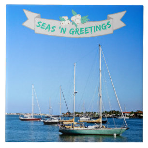 Coastal Seas n Greetings Sailboats on the Bay Tile