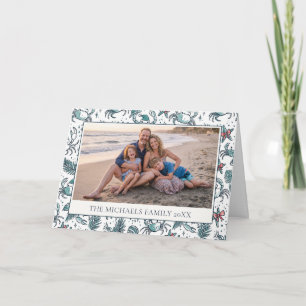 Coastal Seas Pattern & Greetings Photo Holiday Card