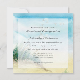 Coastal Seascape Rustic Watercolor Invitation