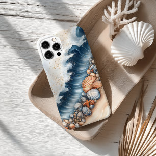Coastal Seashell and Ocean Wave Beach Art  iPhone 16 Pro Case