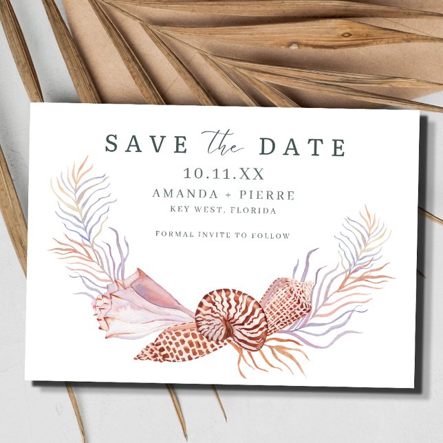 Coastal Seashell Beach Wedding Save the Date (Coastal Seashell Beach Wedding Save the Date)