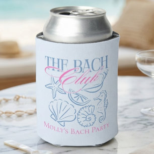 Coastal Seashell Blue Bachelorette Can Cooler
