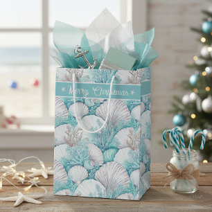 Coastal Seashell & Coral Pattern#3 ID1009 Medium Gift Bag