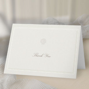 Coastal Seashell Ecru Nautical Formal Ecru Wedding Thank You Card