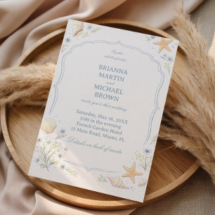 Coastal Seashell Floral Elegant Invitation