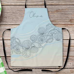 Coastal Seashell Line Art Apron
