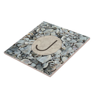 Coastal Seashell Monogram Tile