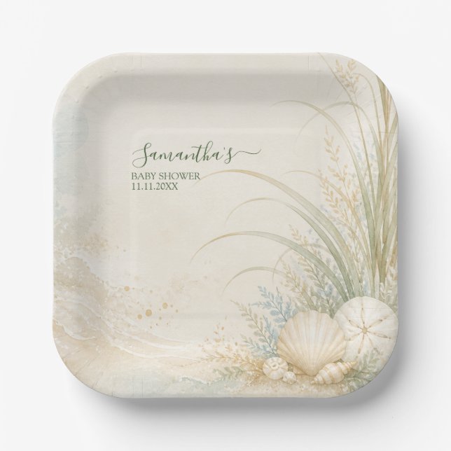 Coastal Seashell Paper Plate (Front)