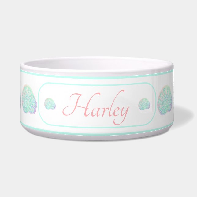 Coastal Seashell Personalised Pet Bowl (Front)