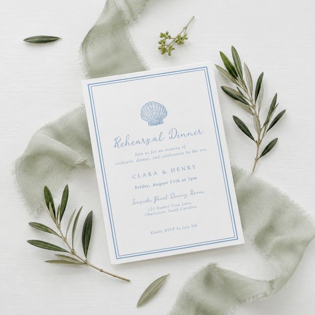 Coastal Seashell Rehearsal Dinner Invitation (Creator Uploaded)