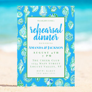 Coastal Seashell Rehearsal Dinner Invitation
