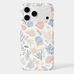 Coastal Seashell Starfish Blue Peach Cream