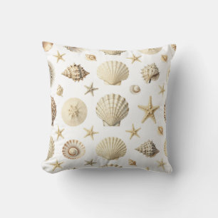 Coastal Seashell Starfish Seamless Pattern Cushion