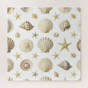Coastal Seashell Starfish Seamless Pattern Jigsaw Puzzle