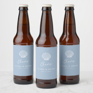Coastal Seashell Wedding Beer Label