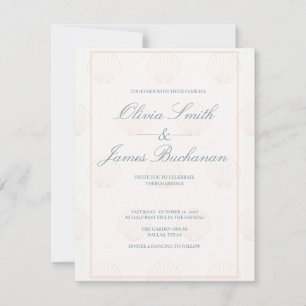 Coastal Seashell Wedding Invite Minimalist