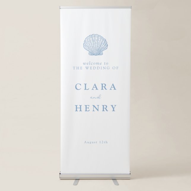 Coastal Seashell Wedding Welcome Retractable Banner (Front)