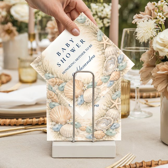 Coastal Seashell Wreath Baby Shower Napkin (Creator Uploaded)