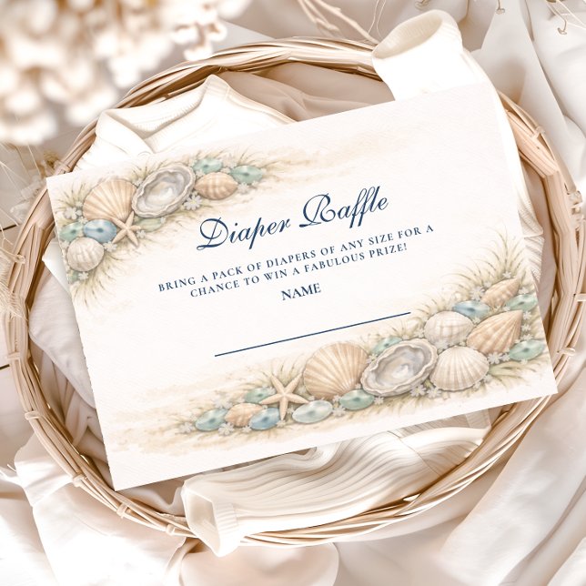 Coastal Seashell Wreath Diapper Raffle Enclosure Card (Creator Uploaded)