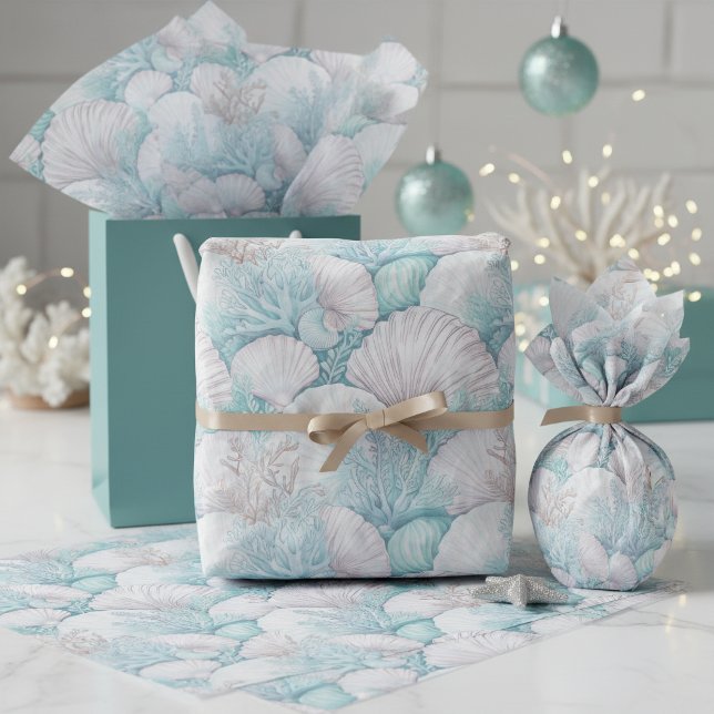 Coastal Seashells & Coral Pattern#3 ID1009 Tissue Paper (Creator Uploaded)