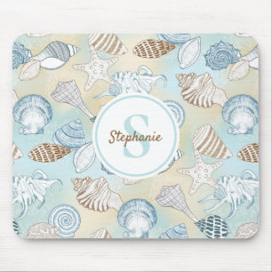 Coastal Seashells Monogram Mouse Mat