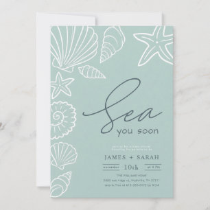 Coastal Seashells Sea You Soon Baby Shower Invitation