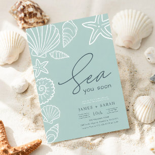 Coastal Seashells Sea You Soon Baby Shower Invitation