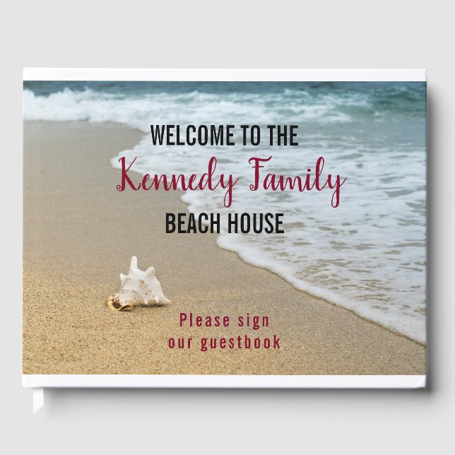 Coastal Seaside Family Beach House Welcome Guest Book (Front)