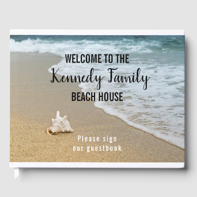 Coastal Seaside Family Beach House Welcome Guest Book (Front)