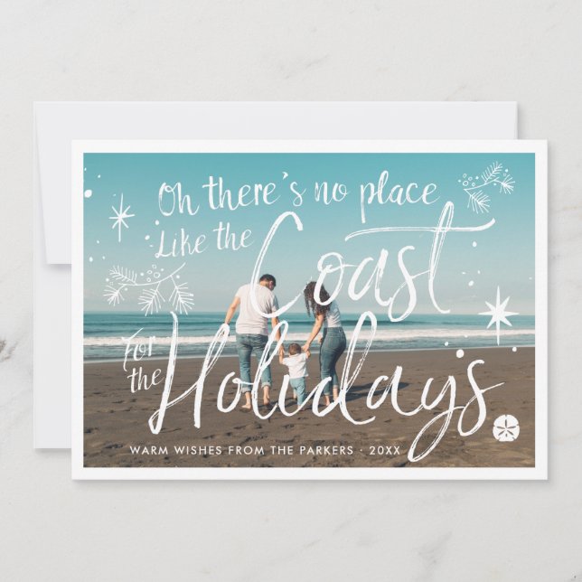 Coastal Seaside Holiday Photo Collage Card (Front)